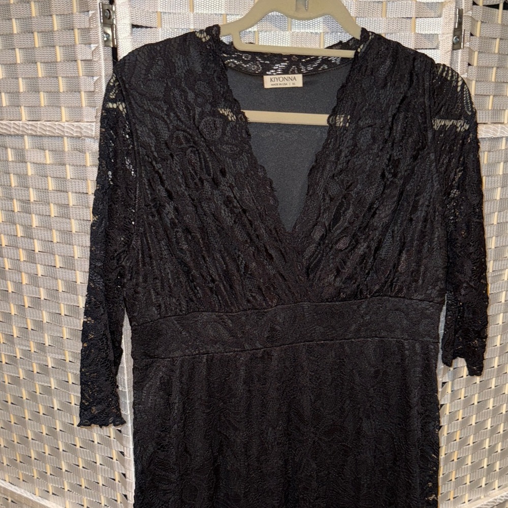 Kiyonna Black Long Sleeve Lace Dress